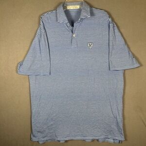 Holderness and Bourne Mens XL Blue Striped Golf Club Polo Shirt Tailored Fit